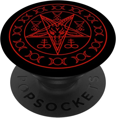 Sello de pentagrama rojo de Baphomet Lucifer y triple diosa PopSockets intercambiable PopGrip