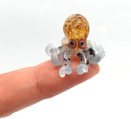 Miniatura 9 de Pulpo diminutas micro figuras sopladas a mano de vidrio de color arte animales coleccionables regalo decoración del hogar (negro)