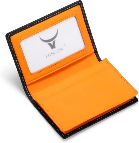 Miniatura 29 de Funda de piel para tarjetas de visita para hombres y mujeres, piel de becerro italiana Café