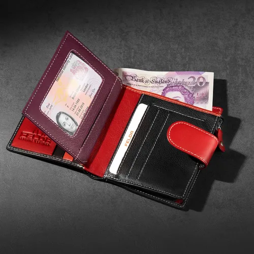 Miniatura 3 de Cartera de piel auténtica RFID para mujer, multicolor, 10 ranuras para tarjetas