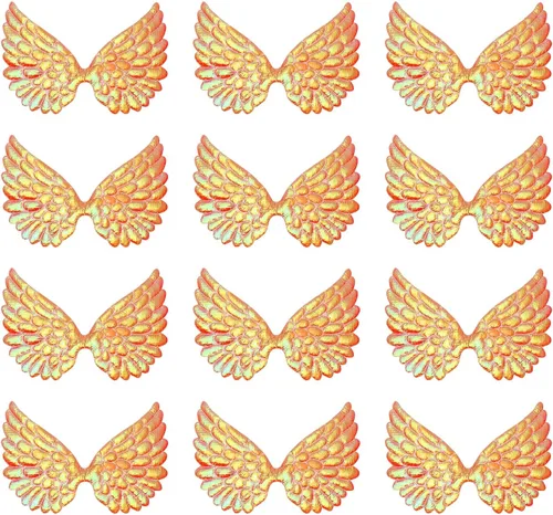 Miniatura 8 de PATIKIL 12 alas de ángel para manualidades, pequeñas alas de ángel con purpurina, 6 colores, alas de ángel para coser, parches para mochilas