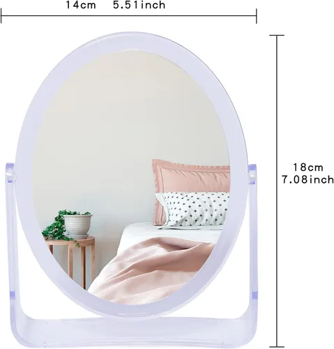 Miniatura 5 de Espejo de maquillaje de escritorio, rotación de 360°, espejo flexible con soporte, espejo cosmético de mesa, bueno para afeitado de ducha, viajes