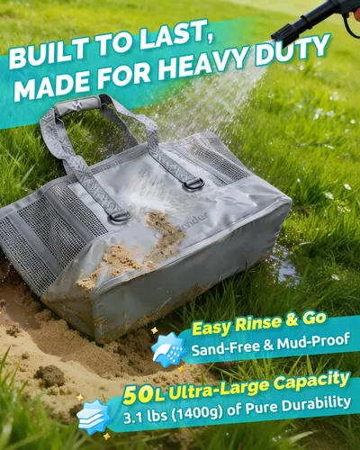 Miniatura 6 de Bolsa de playa de 50L con parte inferior impermeable y malla recubierta para playa, barco, piscina y deportes