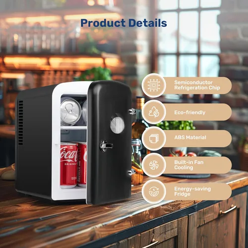Miniatura 5 de InfiniPower Mini Refrigerador con Ventana de Observación, 4 Litros/6 Latas Refrigerador Portátil Calentador y Enfriador Personal, Interior-Exterior