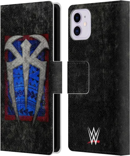 Head Case Designs Officially Licensed WWE Distressed Logo Roman Reigns Leather Wallet Case Compatible with Apple iPhone 11