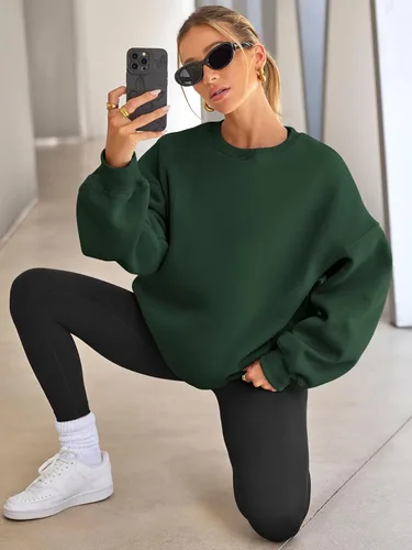 Miniatura 4 de EFAN Sudaderas de gran tamaño para mujer, con forro polar, cuello redondo, suéteres casuales y cómodos, ropa de moda de otoño 2023