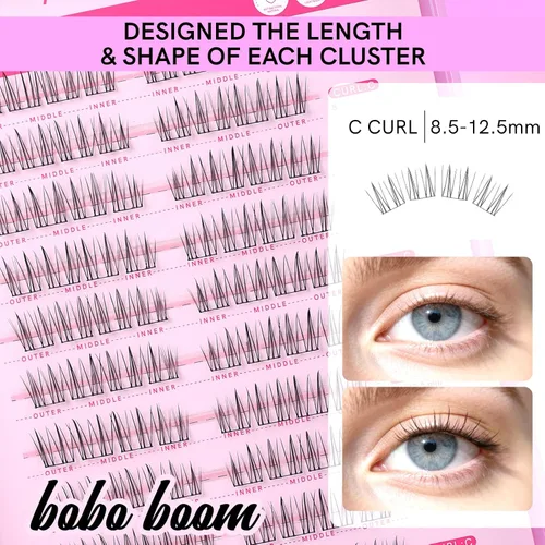 Miniatura 3 de MLEN DIARY Lash Clusters Kit 80PCS Natural Eyelash Clusters C Curl Wispy DIY Eyelash Extensions Kit with Lash Bond and Remover Tweezers 8.5-12.5mm
