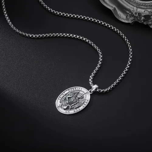 Miniatura 258 de Collar de plata de ley 925 con medalla de San Patrón, colgante de protección católica, amuleto, joyería religiosa para hombres y mujeres