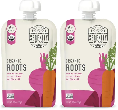 Miniatura 23 de Serenity Kids Bolsas de alimentos para bebés con puré vegetariano orgánico USDA de más de 6 meses, sin frutas azucaradas ni azúcar añadido, sin