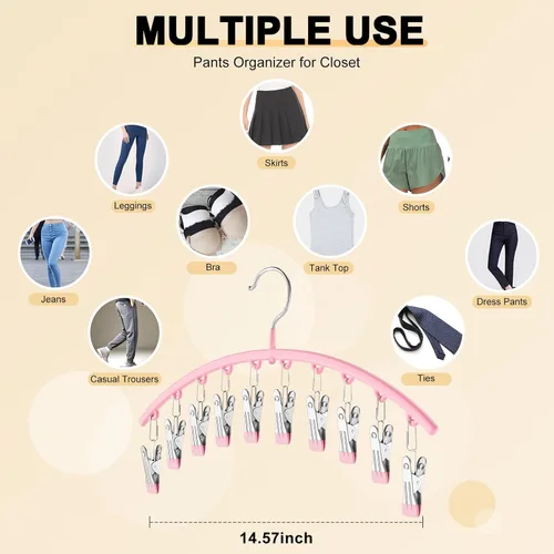 Miniatura 4 de Organizador de leggings para armario, perchas de metal, paquete de 4 con 10 clips con capacidad para 40 leggings, ahorra espacio con organizadores