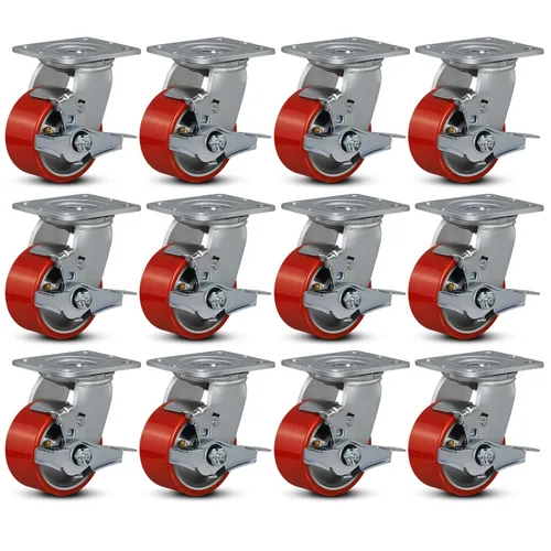 Miniatura 79 de Ruedas industriales de 4 x 2 pulgadas, ruedas resistentes, ruedas de poliuretano, capacidad de hasta 3200 libras. Uso para camión de plataforma
