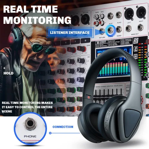 Miniatura 3 de GF8PRO - Consola de DJ profesional de 8 canales, con ecualizador de 7 etapas, 99 efectos de reverberación, pantalla LCD a color, función de silencio