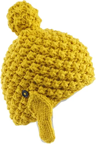 Gorro de punto hecho a mano con cabeza de Buda para mujer, para invierno, patinaje, camping, senderismo, gorro cálido Amarillo