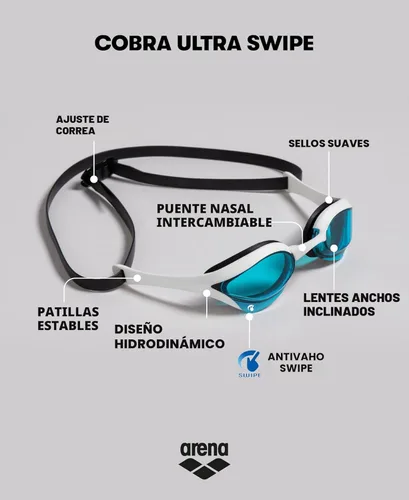 Miniatura 2 de ARENA Unisex Cobra Ultra Swipe Racing Swim Goggles Anti-fog Technology Polycarbonate Hard Lens Amarillo Cobre/Blanco
