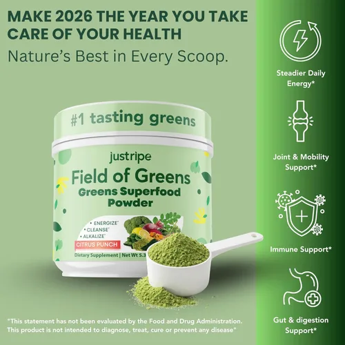 Miniatura 6 de Field of Greens - Superalimento en polvo con espirulina orgánica, clorella, polvo de raíz de remolacha, probiótico Bacillus Coagulans, una mezcla a