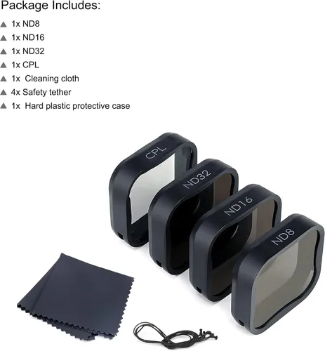 Miniatura 8 de GEPULY 4-Pack Filtro CPL ND para Lente de Cámara ND8 ND16 ND32 - Kit de Filtros de Densidad Neutra y Polarizante para Hero 5/Hero 6/Hero 7 Negro
