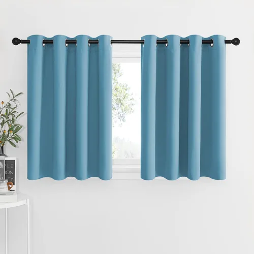 Miniatura 227 de NICETOWN Cortinas opacas de cocina para ventana sobre el fregadero, aislamiento térmico, decoración del hogar, pequeños niveles opacos con ojales