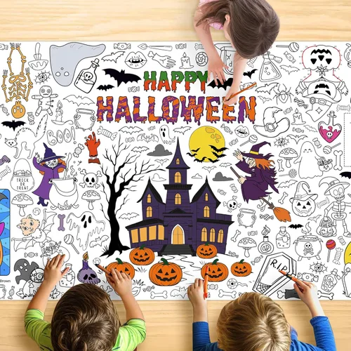 Miniatura 34 de Groovy - Mantel para colorear para niños, póster colorido de 30 x 72 pulgadas con letreros de paz, margarita, diseños retro, perfecto