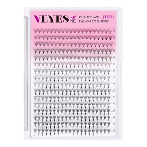 Miniatura 24 de VEYES INC Extensiones de pestañas postizas en abanico 3D-24D C/D rizo natural y volumen mixto, suministros de pestañas profesionales, negro mate 10D