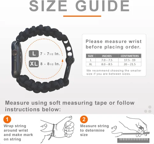 Miniatura 4 de Correa de paracord Savior Survival Gear, compatible con Apple Watch de 49/45/44/42/41/40/38 mm, correa de iWatch Series Ultra 10 9 8 7 6 5 4 3 2 1