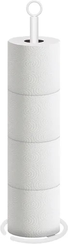 NearMoon Soporte de papel higiénico para baño, soporte independiente con reserva, soporte para 4 rollos de papel higiénico para espacio en Blanco