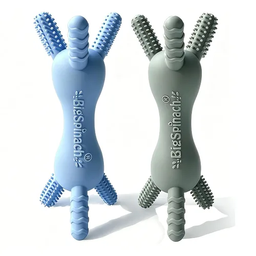 BigSpinach Juguetes de dentición para bebés de 3 a 24 meses, mordedor de silicona para bebés, sin BPA, chupete multitextura para alivio de la Azul