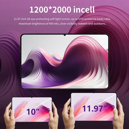 Miniatura 5 de Azeyou Tableta Android de 12 pulgadas Octa-Core T616 Tabletas de pantalla grande, tableta Android con pantalla 2K, 20 (8+12) GB RAM 256GB ROM 1TB