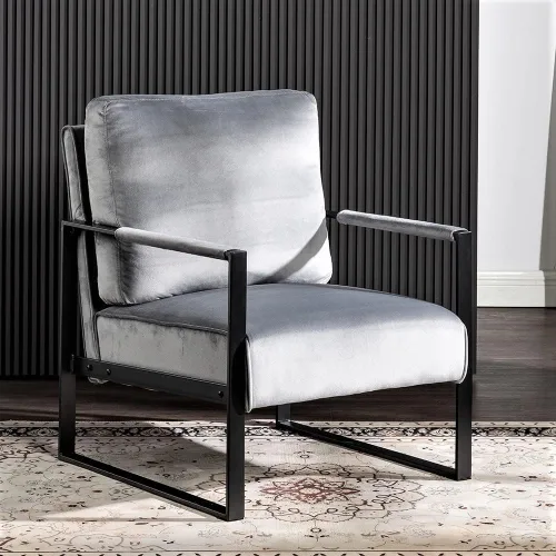 Miniatura 10 de Container Furniture - Silla clásica de mediados de siglo con marco de metal cuadrado duradero, sillón para sala de estar, dormitorio, oficina