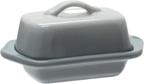 Chantal Mini plato de mantequilla cubierto de cerámica, 5 pulgadas, gris desteñido
