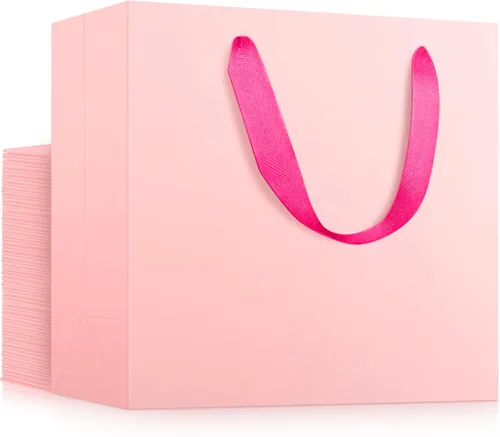 Miniatura 46 de EUSOAR Bolsas de papel de regalo de tamaño pequeño, paquete de 25 bolsas de papel negro resistentes de 8.6 x 3.9 x 7 pulgadas con asas a granel