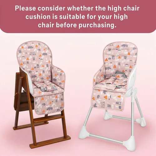 Miniatura 7 de Almohadón para Silla Alta, Cojín para Silla Alta, Cojín para Asiento Transpirable, Patrón Bonito, Diseño Cómodo de Cinturón de Seguridad, Suave