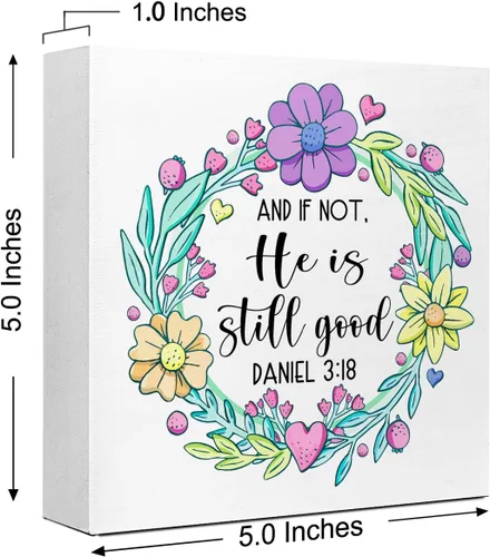 Miniatura 2 de Letrero de madera con texto en inglés "He is Still Good", con versículo bíblico, decoración de escritorio con texto en inglés "He is Still Good
