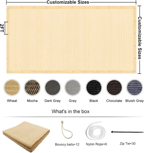 Miniatura 4 de KANAGAWA 90% Tela para Proteger del Sol 3,66m x 6,10m Toldo para Pérgola al Aire Libre con Ojales Bloqueador UV Pantalla de Privacidad para Patio