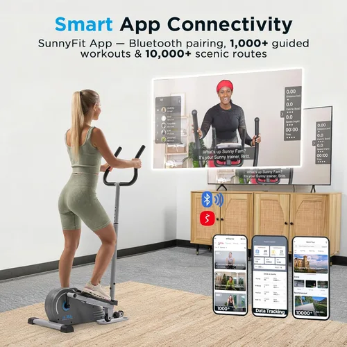 Miniatura 3 de JLL Elliptical Exercise Machine, Mini Elliptical Cross Trainer 2-in-1 Sit/Stand, 8-Level Magnetic Resistance, Compact Home & Office, LCD Monitor