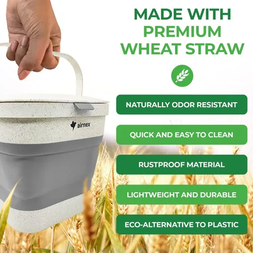 Miniatura 5 de AIRNEX Contenedor de Compost Plegable para Mostrador de Cocina - Contenedor de Compost de Mostrador de 1 Galón con Tapa Hecho de Paja de Trigo - Gris