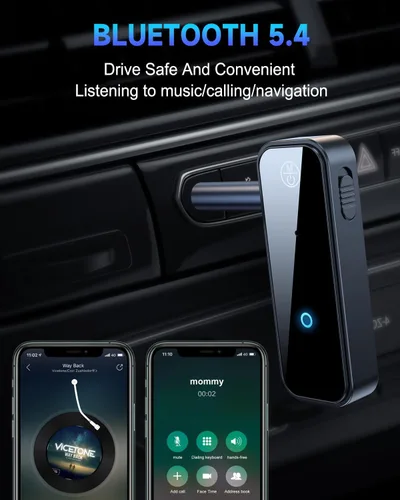 Miniatura 6 de Adaptador auxiliar Bluetooth 5.4 actualizado para automóvil, transmisor y receptor de audio Bluetooth 2 en 1 Jack de 0.138 in RCA inalámbrico Dongle
