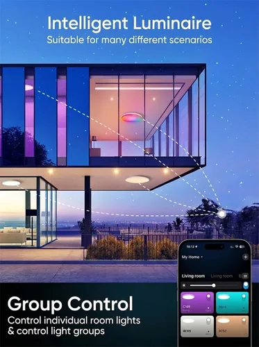 Miniatura 10 de Lámpara de techo LED inteligente de 12 pulgadas de montaje empotrado con control remoto, cableado (alimentado por CA) - Cambio de color RGB