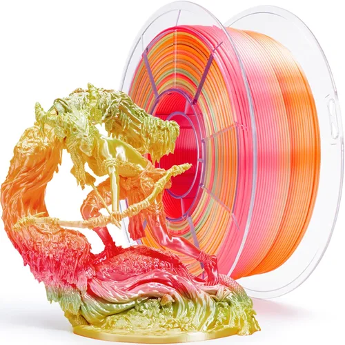 Miniatura 18 de ZIRO Filamento PLA, Filamento de Impresora 3D de Seda de Coextrusión de Triple Color 1.75mm, para Bolígrafo de Impresora 3D, Carrete PLA Multicolor