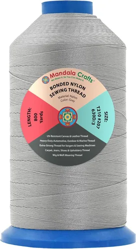 Miniatura 60 de Mandala Crafts - Hilo de nailon para coser cuero, tapicería, mezclilla y para trenzar el pelo; resistente, 1500 yardas, tamaño 69 T70 Marrón