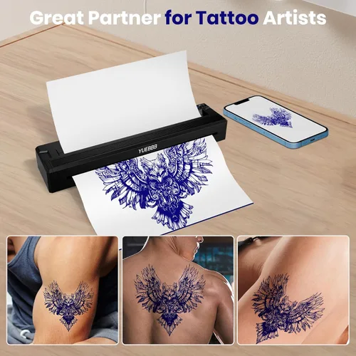 Miniatura 4 de Impresora de Plantilla de Tatuaje, Impresora Portátil, Máquina de Transferencia de Tatuaje Térmica Inalámbrica-Bluetooth con 10 Piezas de Papeles
