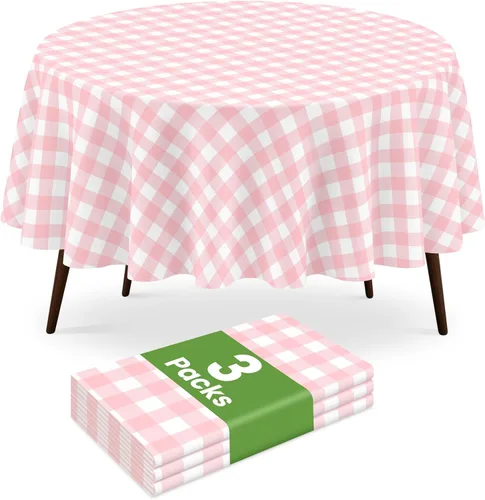 Miniatura 37 de Paquete de 2 manteles redondos desechables color azul oscuro, manteles de plástico para fiestas, 84 x 84 pulgadas, impermeable, para campamento