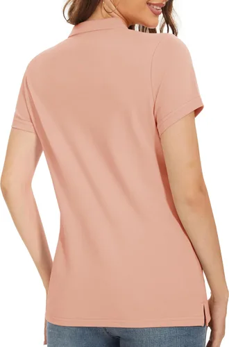 Miniatura 2 de MAGCOMSEN Women's Cotton Polo Shirts 3 Button Short Sleeve Cool Shirt Casual Work Collared Shirts