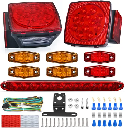 Miniatura 9 de Nilight 2 piezas de luces LED cuadradas para remolque, de perfil bajo, sumergibles, IP68, luces direccionales y de freno traseras, laterales