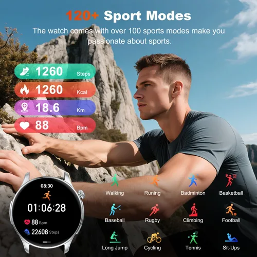 Miniatura 4 de Reloj Inteligente para Hombres y Mujeres Fitness: Realizar y Contestar Llamadas, Correr, Relojes Digitales para Hombres, Resistente al Agua, Reloj