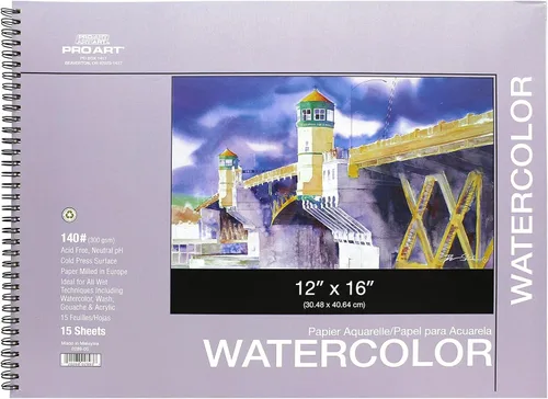 Miniatura 8 de Pro Art Bloc de acuarela de 12 x 16 AF 140 libras, 15 unidades, papel de acuarela, cuaderno de bocetos, papel de color de agua, bloc de papel