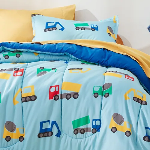 SLEEP ZONE - Juego de edredón de 5 piezas tamaño Individual para niños, estampado suave, con edredón, sábanas y fundas para cojín y almohada, diseño