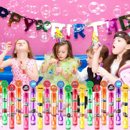 Miniatura 3 de Recuerdos de fiesta de autos de carreras para niños – 24 mini varitas de burbujas con temática de carreras, ideal para suministros de cumpleaños