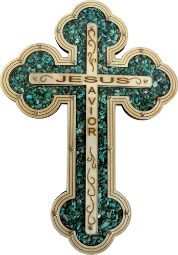 Miniatura 4 de Cruz del Salvador de Jesús Llena de Piedras Semipreciosas Cornalina Rojiza Firy de Tierra Santa