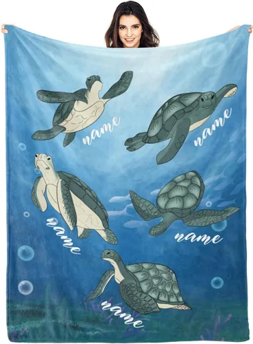 Miniatura 15 de Ships Next Day Custom Blanket with Name Personalized Throw Blanket for Baby Kid Customized Gifts for Dad, Mom, Grandpa, Grandma, Son, Daughter Algae