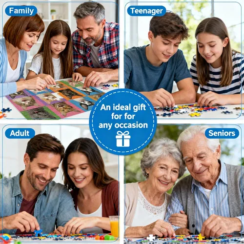 Miniatura 6 de Rompecabezas para adultos de 1000 piezas, rompecabezas coloridos con temática de gatos, divertido juego familiar, desafiante rompecabezas de 28 x 20